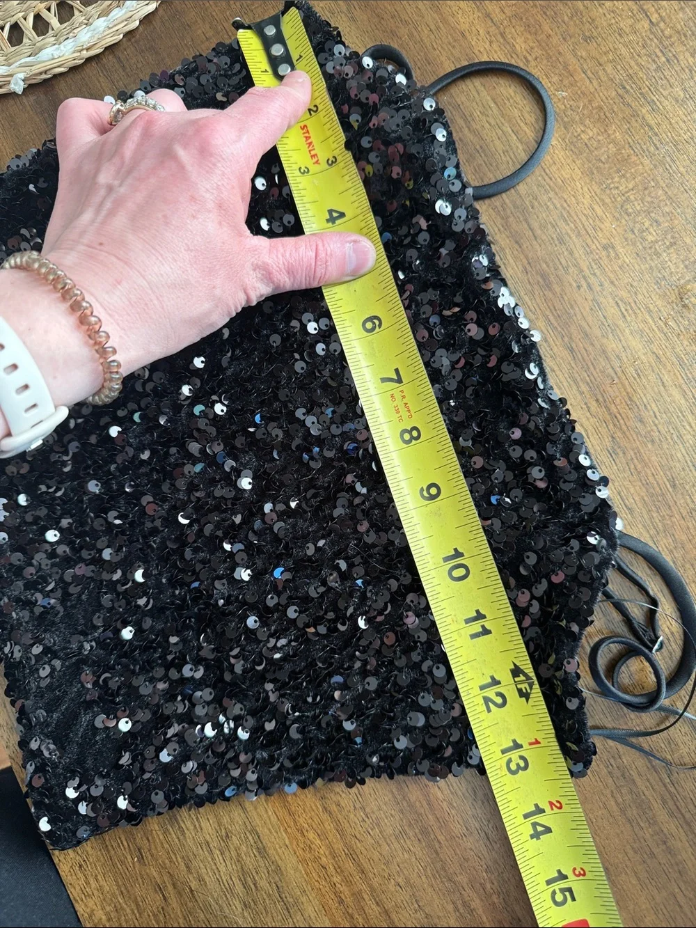 Sadie & Sage Black Sequin Spaghetti Strap Crop Top XS - Picture 5 of 5